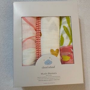 Cloud Island Pink Floral Muslin Swaddle Blankets